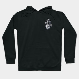 Heartbreak! A Nail Through the Heart Black and White Over Heart Hoodie